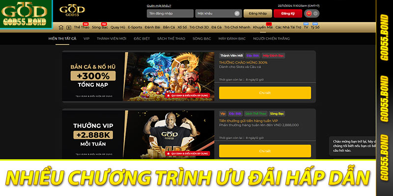 God55.com cung cấp nhiều ưu đãi siêu hấp dẫn mỗi ngày
