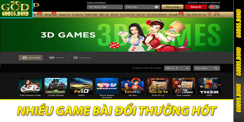 Nhiều game bài đổi thưởng siêu hot